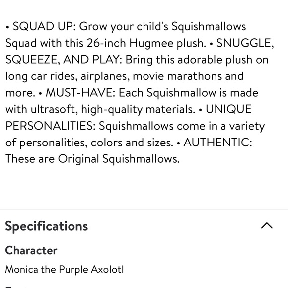 COPY NWT MONICA 26” HUGMEE PURPLE AXOLOTL PLUSH CHRISTMAS LARGE SQUISHMALLOW - Picture 9 of 9